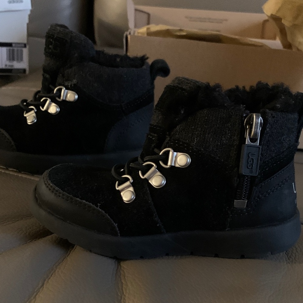 UGG Kids Black Boots with Silver Accents